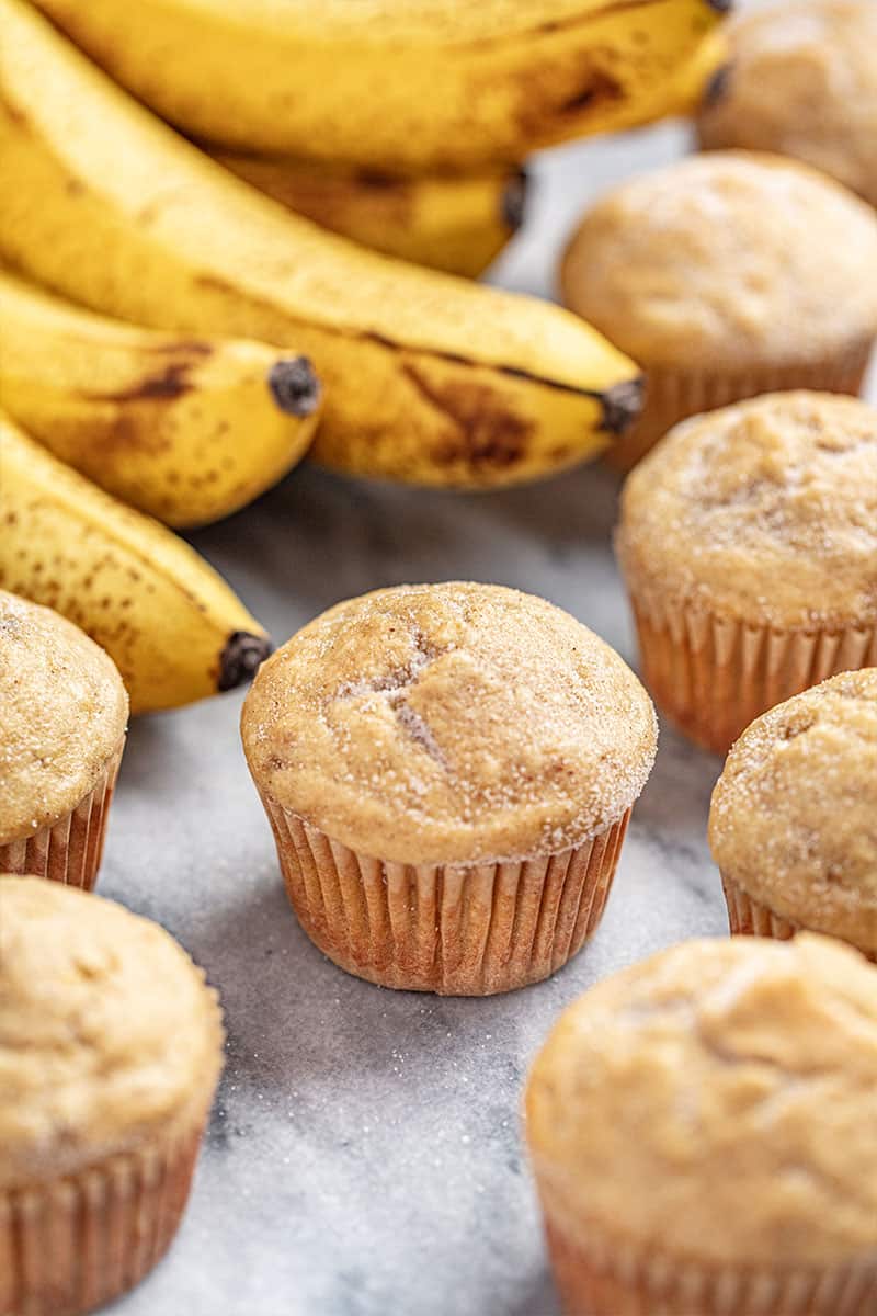 Banana Muffins sprinkled with cinnamon sugar