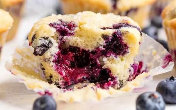 Blueberry muffin with a bite taken out