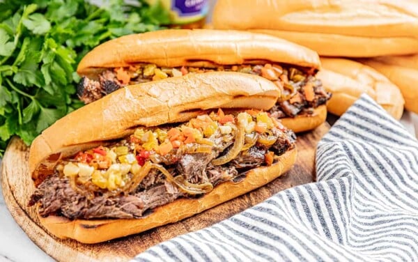 Italian Beef sandwich stuffed full with beef.