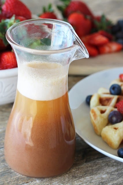 A homemade buttermilk syrup that tastes just like a cinnamon roll! Take french toast, pancakes, and waffles to a whole new level of yummy!