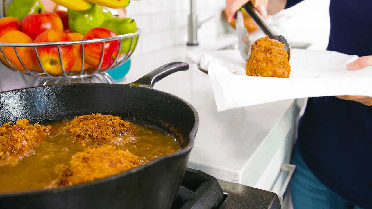 Fried Chicken cooked to internal temperature of 165 degrees F. 