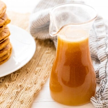 Caramel syrup in a little pitcher