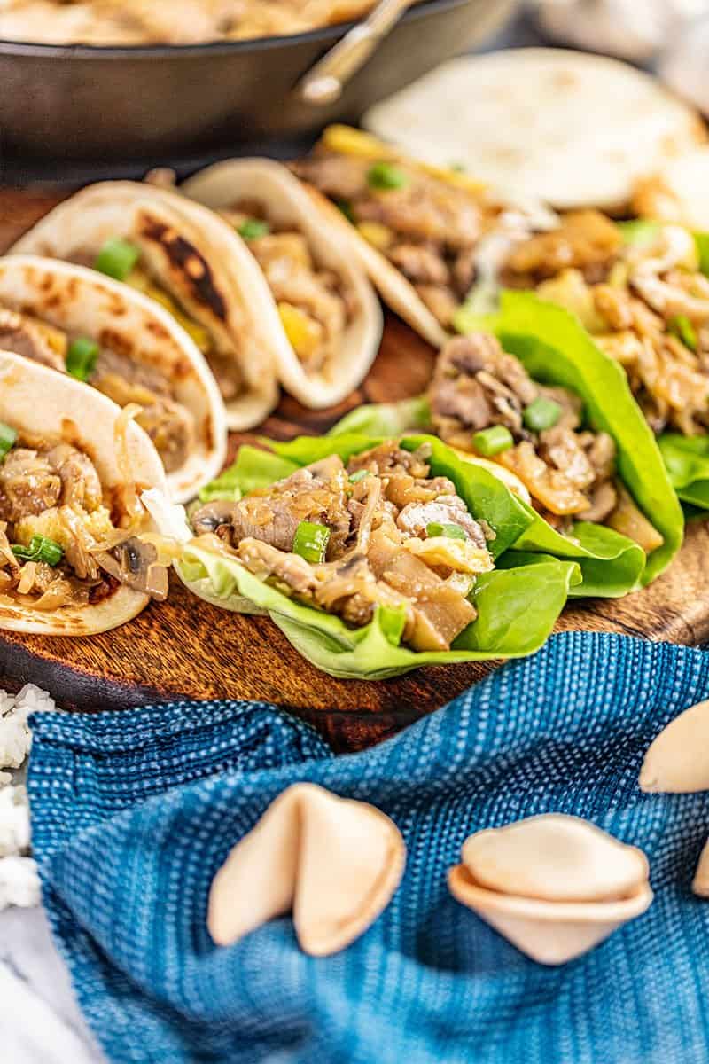 Moo shu pork in lettuce cups and mandarin pancakes.