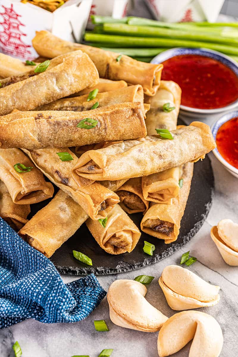 Crispy spring rolls.