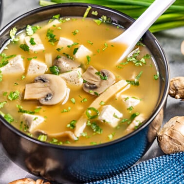 A bowl of Chinese hot and sour soup.