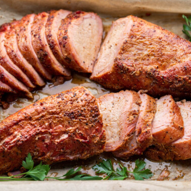 Overhead view of a smoked tenderloin.